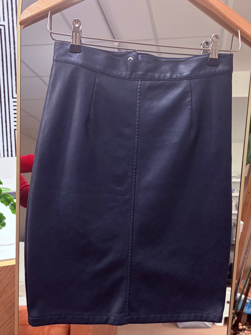 Noisy May Navy Faux Leather Pencil Skirt